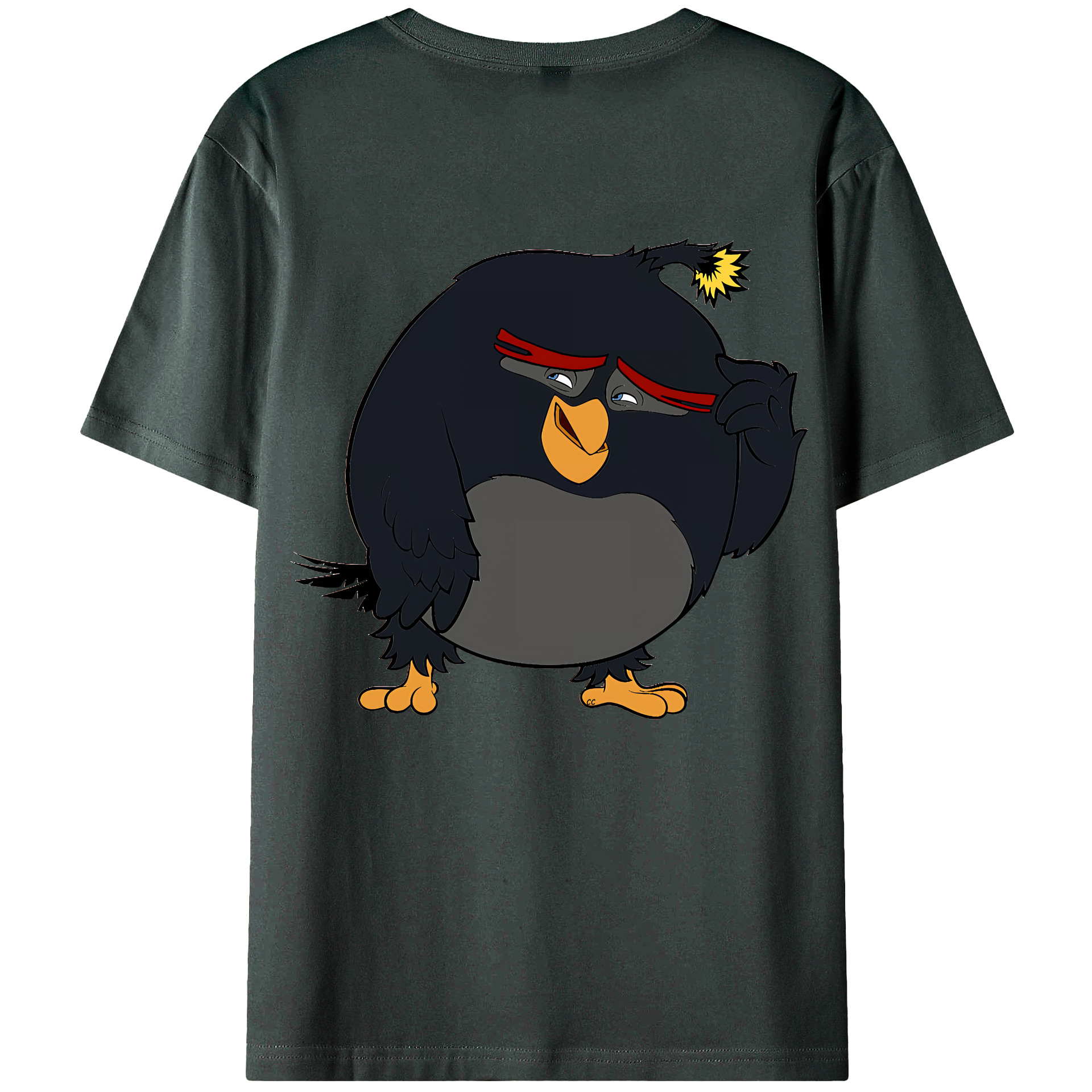（画像用） Angry Birds アングリーバード 綿100％ メンズ半袖Tシャツ（バックプリント） 通気性